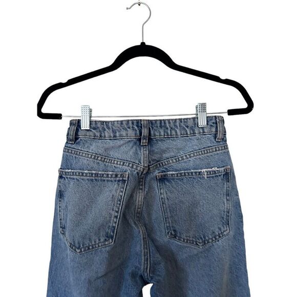 Zara 5 Pocket Design Distressed Ripped Denim Straight Jeans Blue Size 4 - Picture 7 of 11